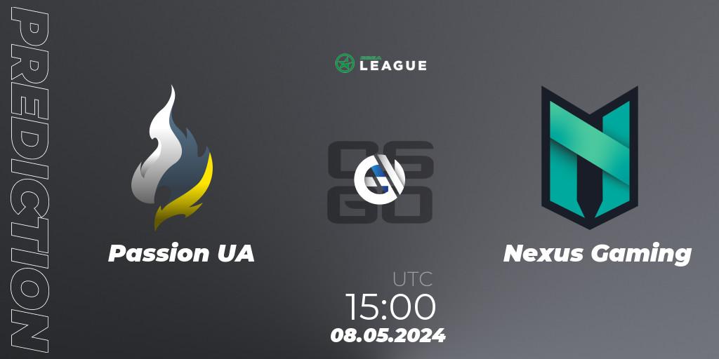 Pronósticos Passion UA - Nexus Gaming. 08.05.2024 at 15:00. ESEA Season 49: Advanced Division - Europe - Counter-Strike (CS2)