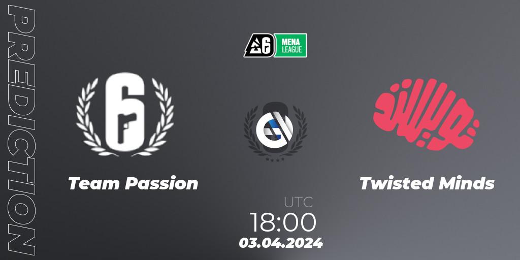 Pronósticos Team Passion - Twisted Minds. 03.04.2024 at 18:00. MENA League 2024 - Stage 1 - Rainbow Six