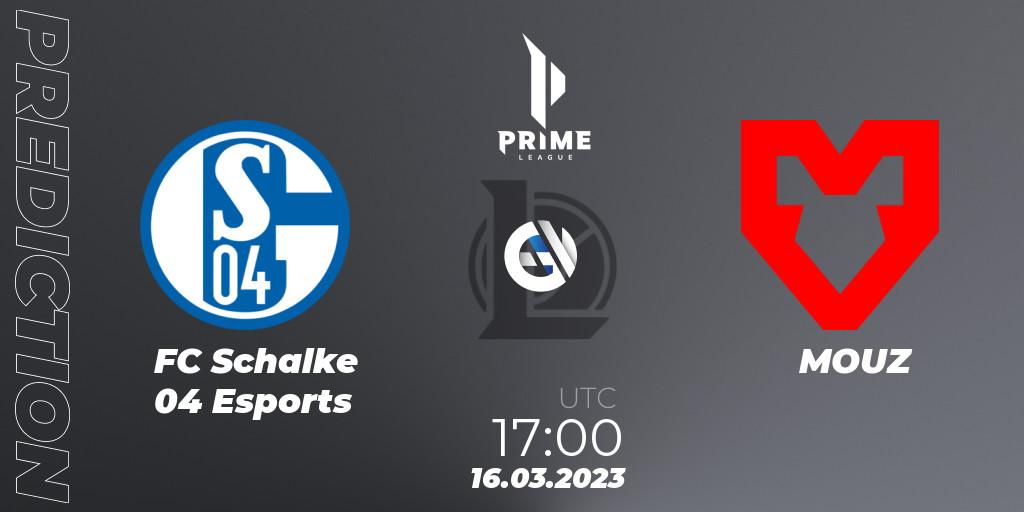 Pronósticos FC Schalke 04 Esports - MOUZ. 16.03.23. Prime League Spring 2023 - Playoffs - LoL