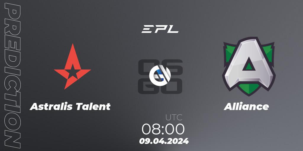 Pronósticos Astralis Talent - Alliance. 09.04.24. European Pro League Season 15 - CS2 (CS:GO)