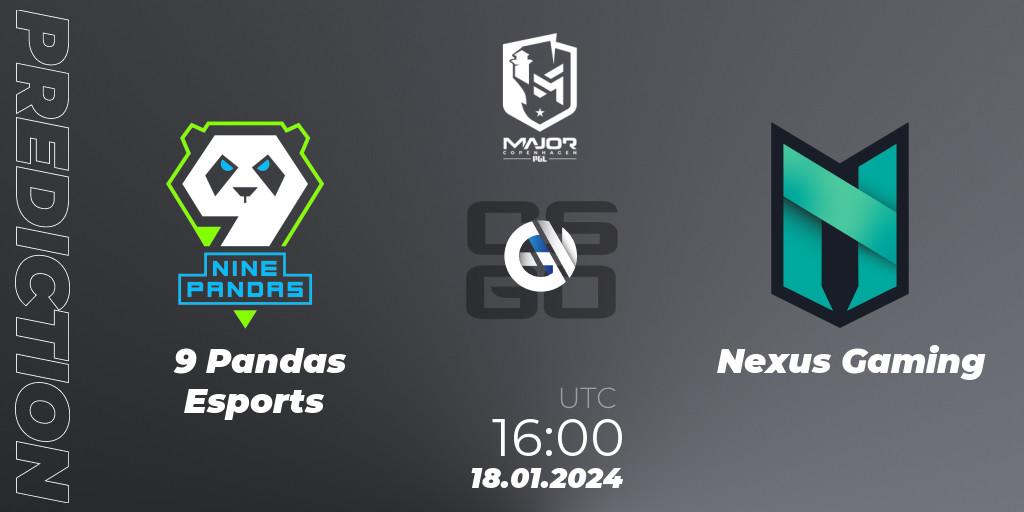 Pronósticos 9 Pandas Esports - Nexus Gaming. 18.01.2024 at 16:15. PGL CS2 Major Copenhagen 2024 Europe RMR Closed Qualifier - Counter-Strike (CS2)