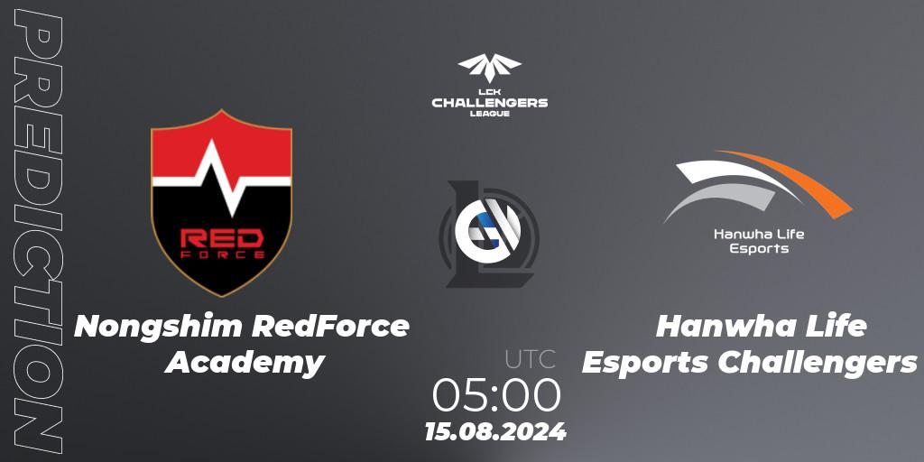 Pronósticos Nongshim RedForce Academy - Hanwha Life Esports Challengers. 15.08.2024 at 05:00. LCK Challengers League 2024 Summer - Group Stage - LoL
