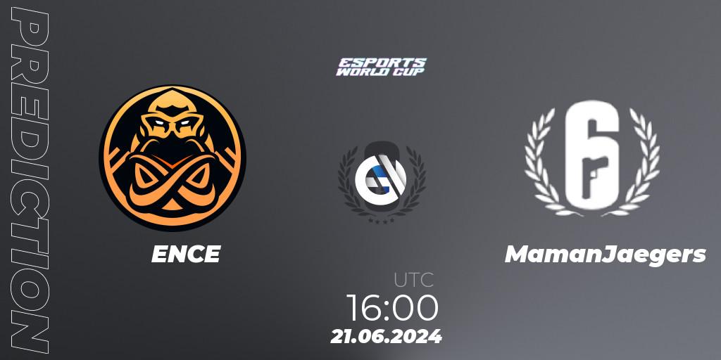 Pronósticos ENCE - MamanJaegers. 21.06.2024 at 16:00. Esports World Cup 2024: Europe OQ - Rainbow Six
