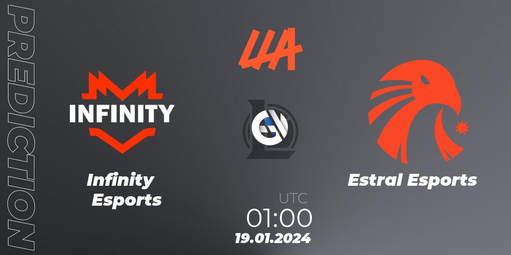 Pronósticos Infinity Esports - Estral Esports. 19.01.24. LLA 2024 Opening Group Stage - LoL