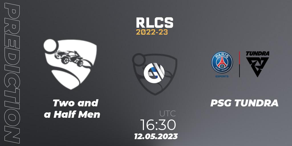 Pronósticos Two and a Half Men - PSG TUNDRA. 12.05.2023 at 16:30. RLCS 2022-23 - Spring: Europe Regional 1 - Spring Open - Rocket League