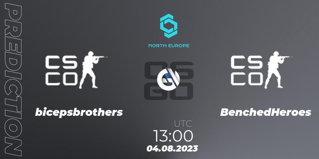 Pronósticos bicepsbrothers - BenchedHeroes. 04.08.2023 at 13:00. CCT North Europe Series #7: Open Qualifier - Counter-Strike (CS2)