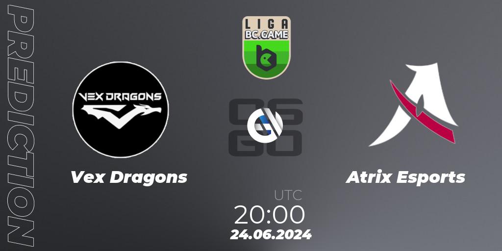 Pronósticos Vex Dragons - Atrix Esports. 24.06.2024 at 20:00. Dust2 Brasil Liga Season 3: Division 2 - Counter-Strike (CS2)