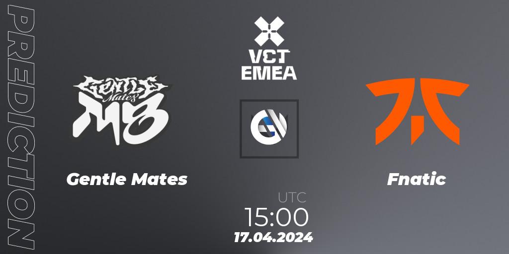 Pronósticos Gentle Mates - Fnatic. 17.04.2024 at 15:00. VALORANT Champions Tour 2024: EMEA League - Stage 1 - Group Stage - VALORANT