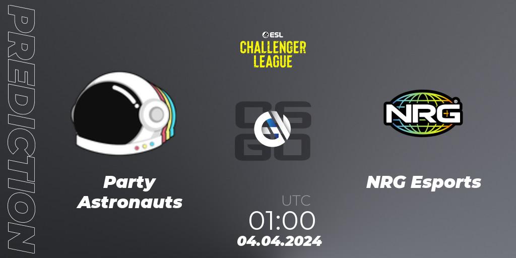 Pronósticos Party Astronauts - NRG Esports. 07.05.2024 at 01:00. ESL Challenger League Season 47: North America - Counter-Strike (CS2)