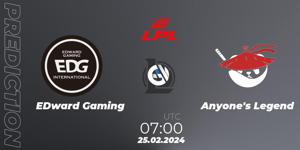 Pronósticos EDward Gaming - Anyone's Legend. 25.02.24. LPL Spring 2024 - Group Stage - LoL