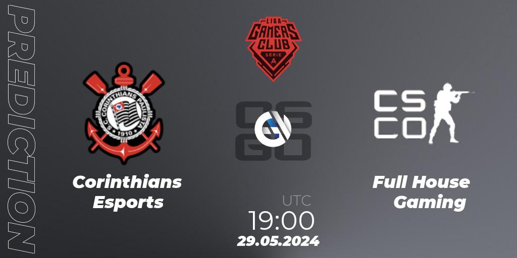 Pronósticos Corinthians Esports - Full House Gaming. 29.05.2024 at 22:00. Gamers Club Liga Série A: May 2024 - Counter-Strike (CS2)