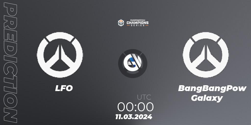 Pronósticos LFO - BangBangPow Galaxy. 11.03.2024 at 00:00. Overwatch Champions Series 2024 - North America Stage 1 Group Stage - Overwatch