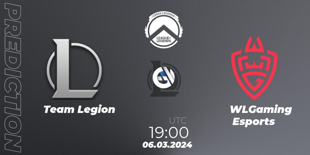 Pronósticos Team Legion - WLGaming Esports. 06.03.2024 at 19:00. GLL Spring 2024 - LoL
