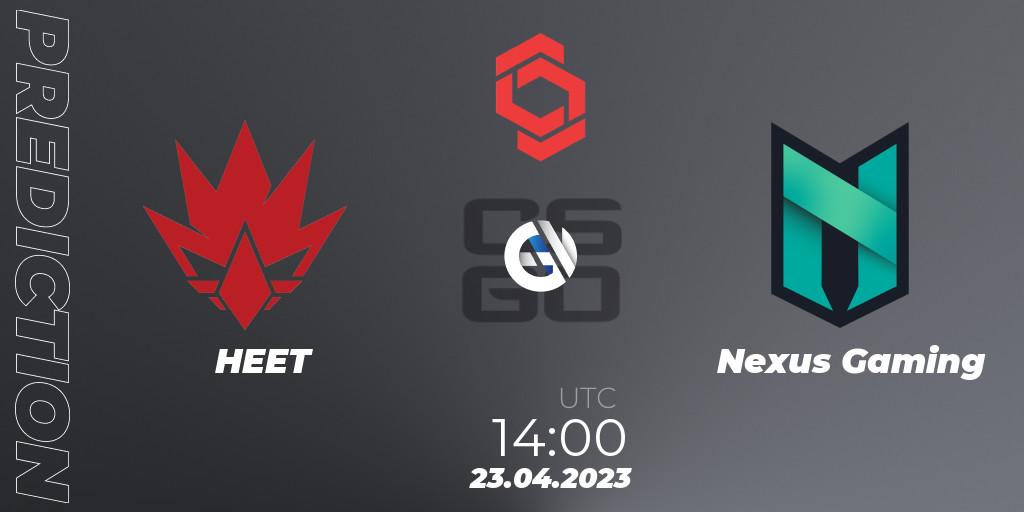 Pronósticos HEET - Nexus Gaming. 23.04.23. CCT Central Europe Series #6 - CS2 (CS:GO)