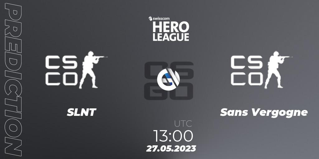 Pronósticos SLNT - Sans Vergogne. 27.05.2023 at 13:00. Swisscom Hero League Spring 2023 - Counter-Strike (CS2)