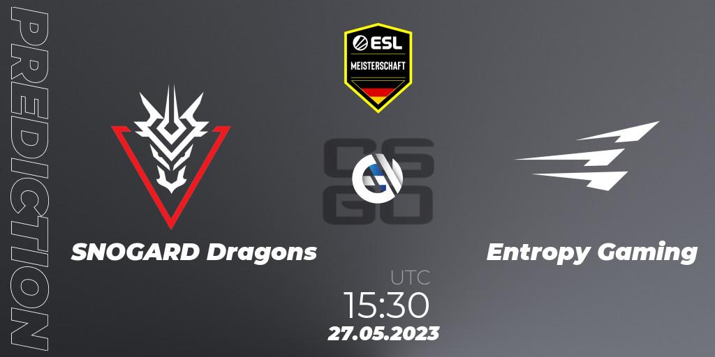 Pronósticos SNOGARD Dragons - Entropy Gaming. 27.05.2023 at 16:25. ESL Meisterschaft: Spring 2023 - Counter-Strike (CS2)