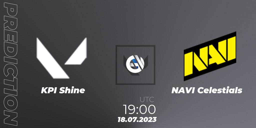 Pronósticos KPI Shine - NAVI Celestials. 18.07.2023 at 19:10. VCT 2023: Game Changers EMEA Series 2 - Group Stage - VALORANT