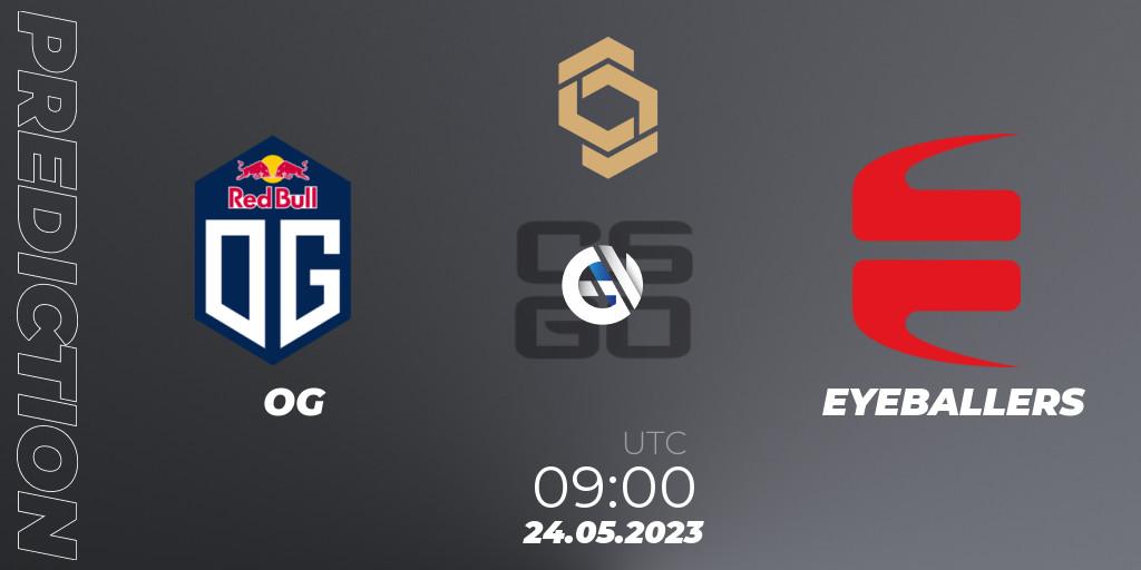 Pronósticos OG - EYEBALLERS. 24.05.2023 at 09:00. CCT South Europe Series #4 - Counter-Strike (CS2)