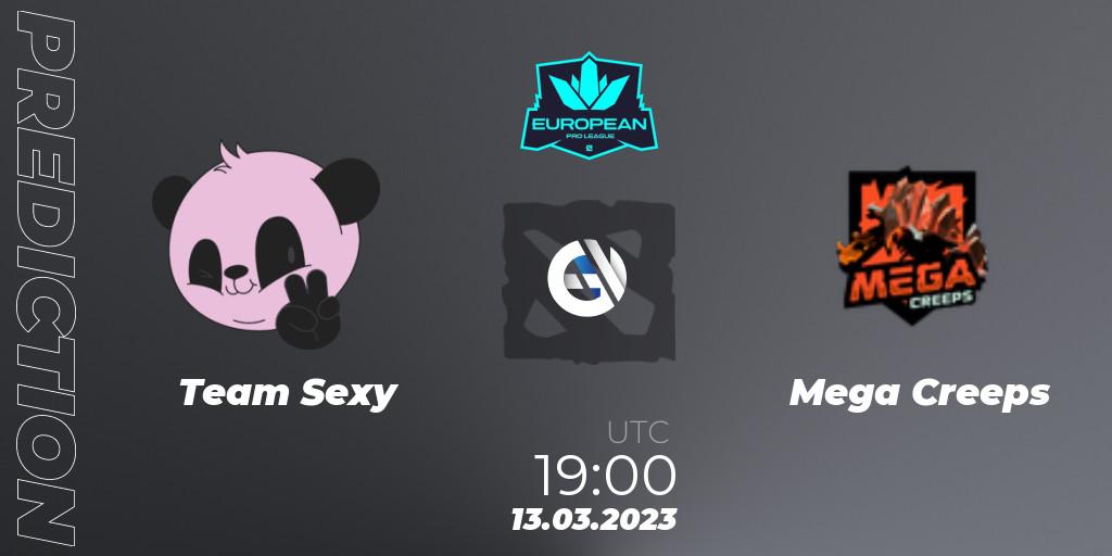 Pronósticos Team Sexy - Mega Creeps. 13.03.2023 at 20:00. European Pro League Season 7 - Dota 2