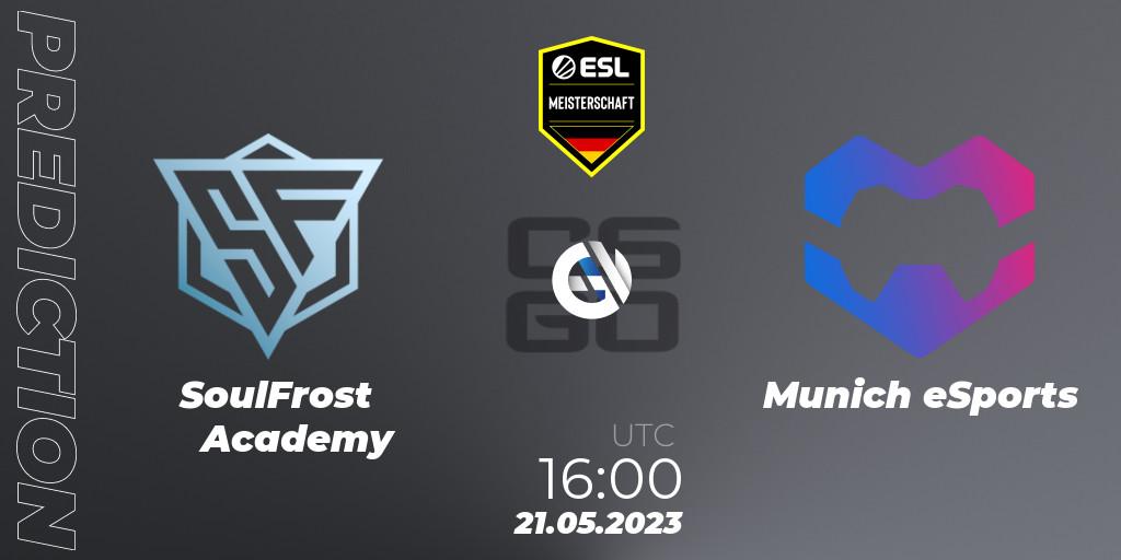 Pronósticos SoulFrost Academy - Munich eSports. 21.05.2023 at 18:30. ESL Meisterschaft: Spring 2023 - Division 2 - Counter-Strike (CS2)