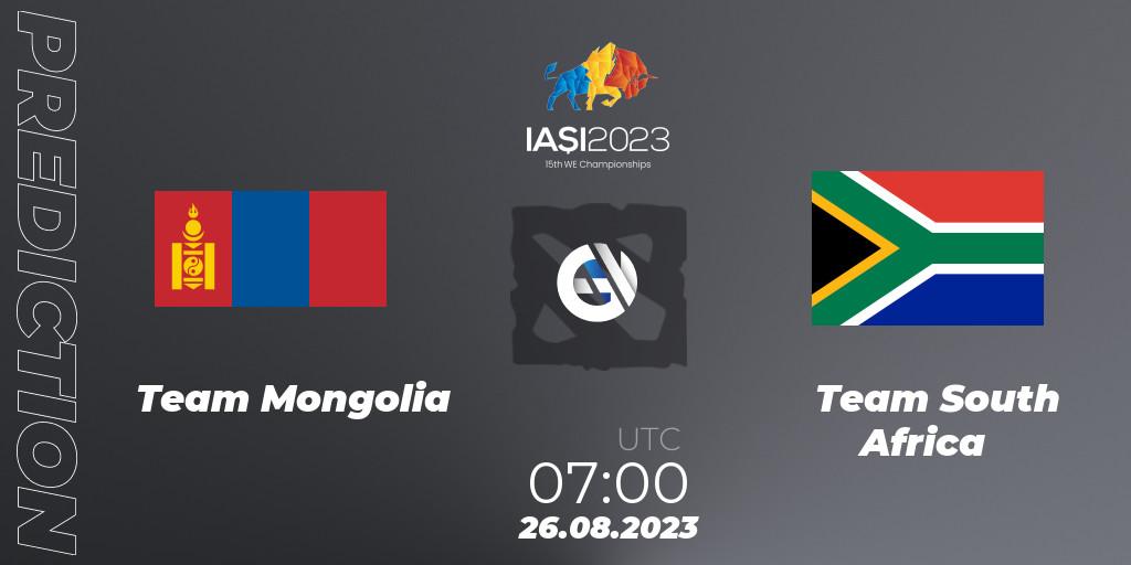 Pronósticos Team Mongolia - Team South Africa. 26.08.2023 at 11:00. IESF World Championship 2023 - Dota 2