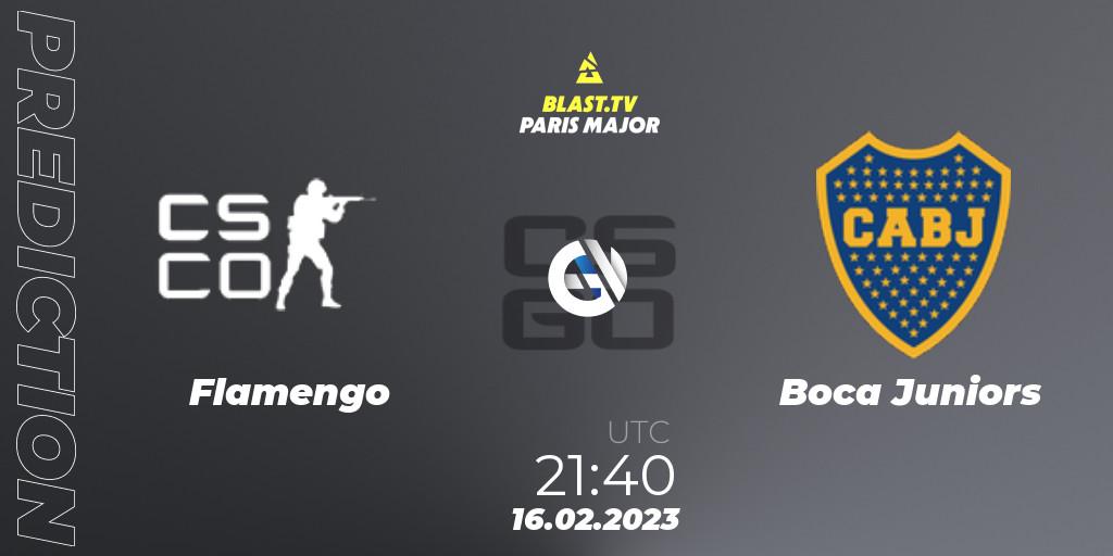 Pronósticos Flamengo - Boca Juniors. 16.02.2023 at 21:40. BLAST.tv Paris Major 2023 South America RMR Open Qualifier 2 - Counter-Strike (CS2)