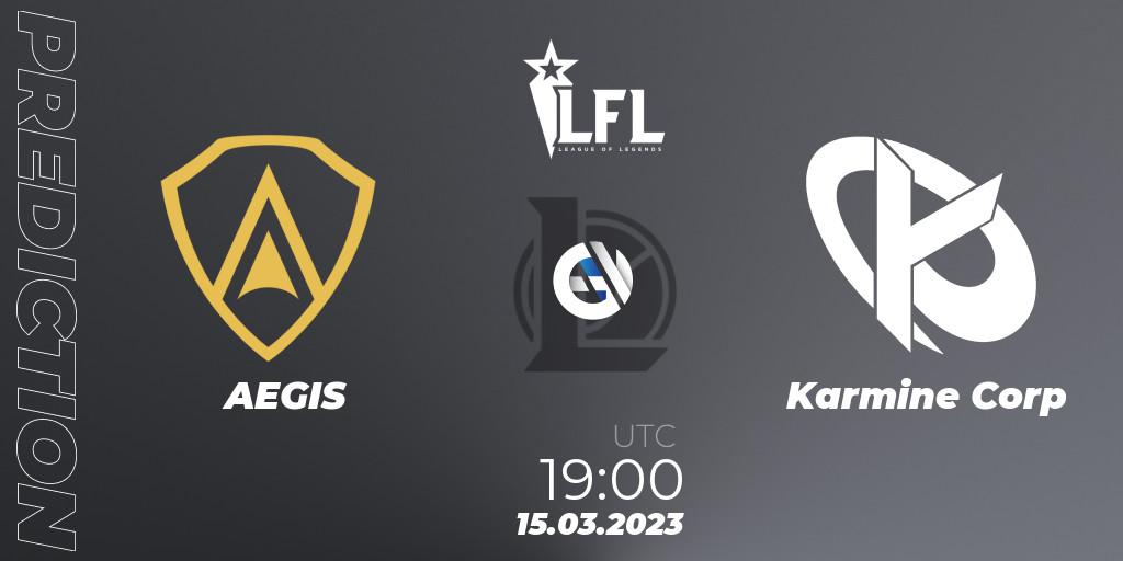 Pronósticos AEGIS - Karmine Corp. 15.03.2023 at 19:00. LFL Spring 2023 - Group Stage - LoL