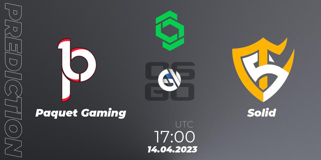 Pronósticos Paquetá Gaming - Solid. 14.04.2023 at 17:35. CCT South America Series #6 - Counter-Strike (CS2)