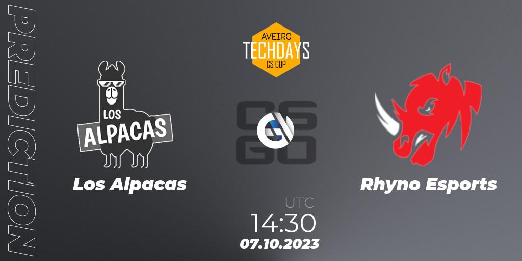 Pronósticos Los Alpacas - Rhyno Esports. 07.10.2023 at 14:30. Aveiro Techdays Cup 2023 - Counter-Strike (CS2)