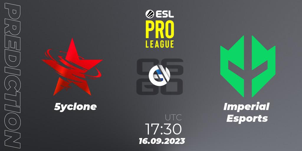 Pronósticos 5yclone - Imperial Esports. 16.09.2023 at 17:45. ESL Pro League Season 18 - Counter-Strike (CS2)