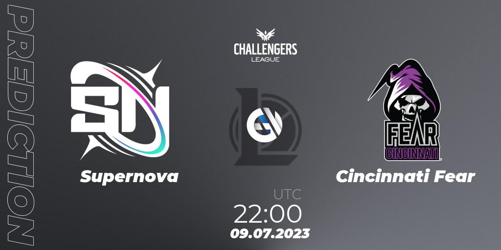 Pronósticos Supernova - Cincinnati Fear. 09.07.2023 at 20:00. North American Challengers League 2023 Summer - Group Stage - LoL