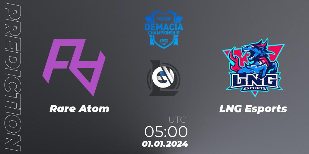 Pronósticos Rare Atom - LNG Esports. 01.01.24. Demacia Cup 2023 Playoffs - LoL