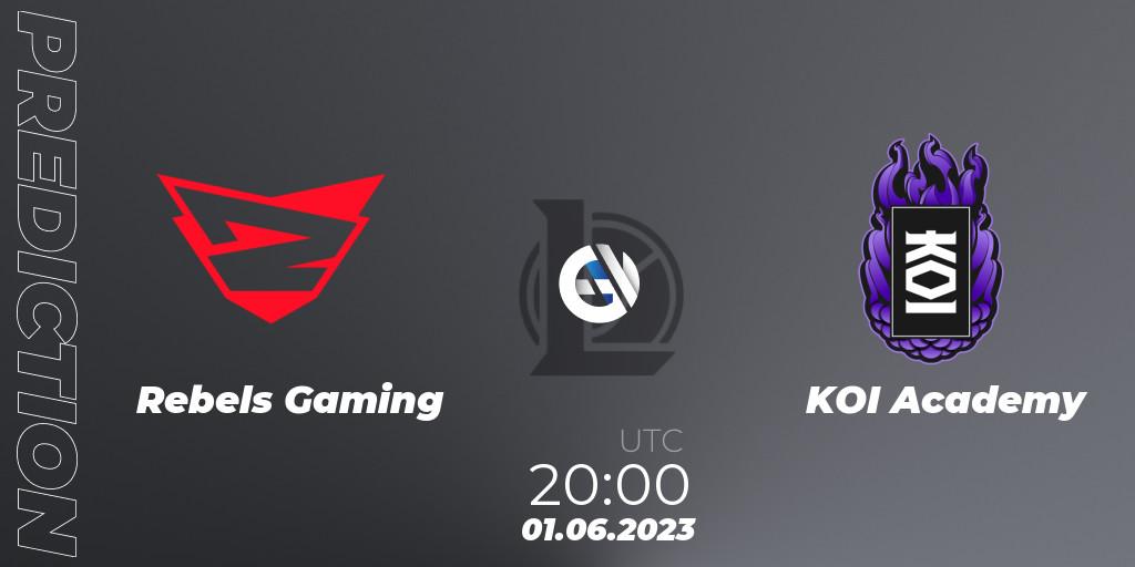 Pronósticos Rebels Gaming - KOI Academy. 01.06.2023 at 20:00. Superliga Summer 2023 - Group Stage - LoL