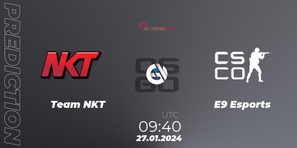 Pronósticos Team NKT - E9 Esports. 27.01.2024 at 09:40. eXTREMESLAND 2023 - Counter-Strike (CS2)