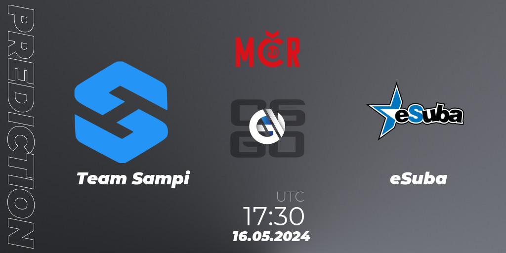 Pronósticos Team Sampi - eSuba. 16.05.2024 at 17:30. Tipsport Cup Spring 2024: Online Stage - Counter-Strike (CS2)
