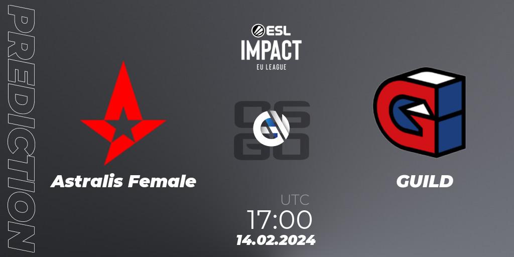 Pronósticos Astralis Female - GUILD. 14.02.24. ESL Impact League Season 5: European Division - Open Qualifier #1 - CS2 (CS:GO)