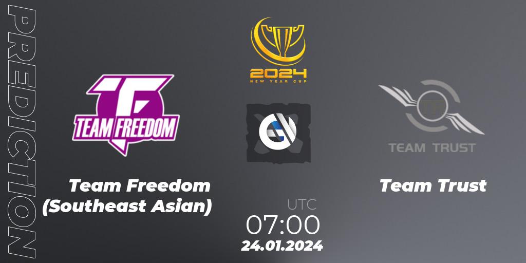 Pronósticos Team Freedom (Southeast Asian) - Team Trust. 24.01.2024 at 07:02. New Year Cup 2024 - Dota 2