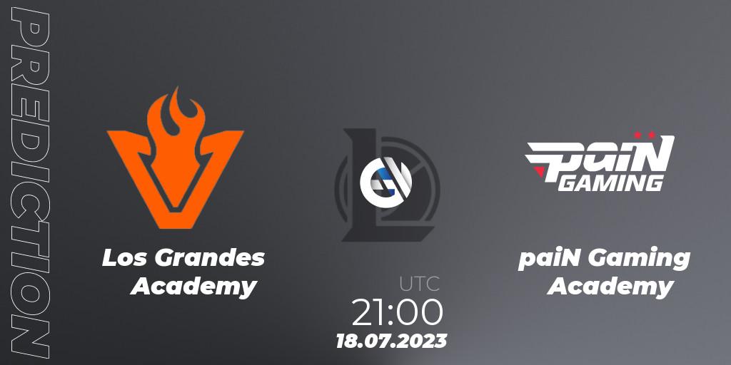 Pronósticos Los Grandes Academy - paiN Gaming Academy. 18.07.2023 at 21:00. CBLOL Academy Split 2 2023 - Group Stage - LoL