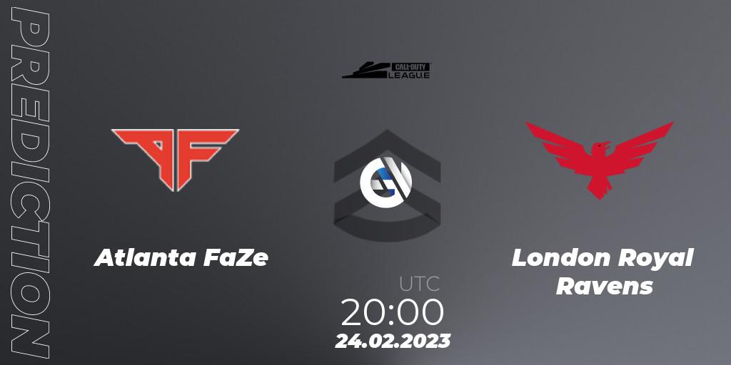 Pronósticos Atlanta FaZe - London Royal Ravens. 24.02.2023 at 20:00. Call of Duty League 2023: Stage 3 Major Qualifiers - Call of Duty