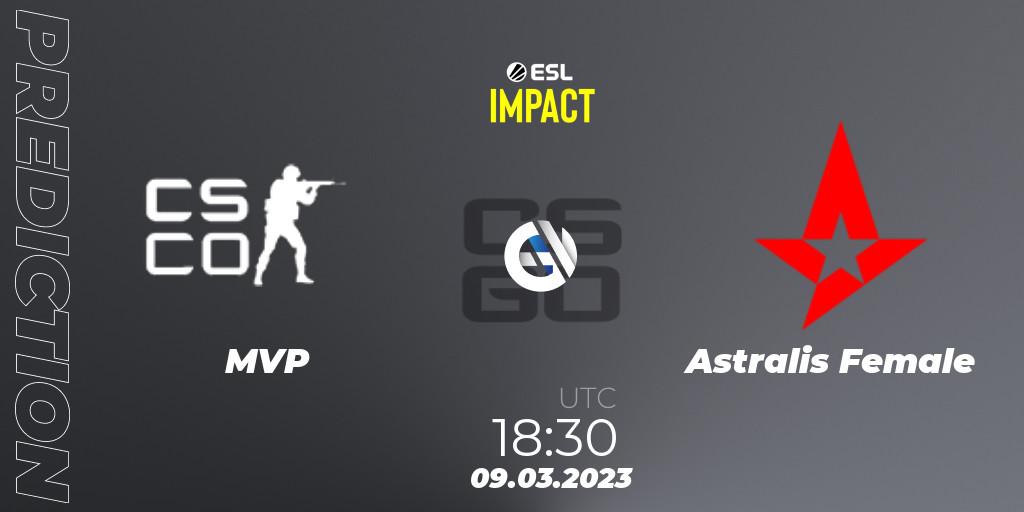 Pronósticos MVP - Astralis Female. 09.03.2023 at 18:30. ESL Impact League Season 3: European Division - Counter-Strike (CS2)