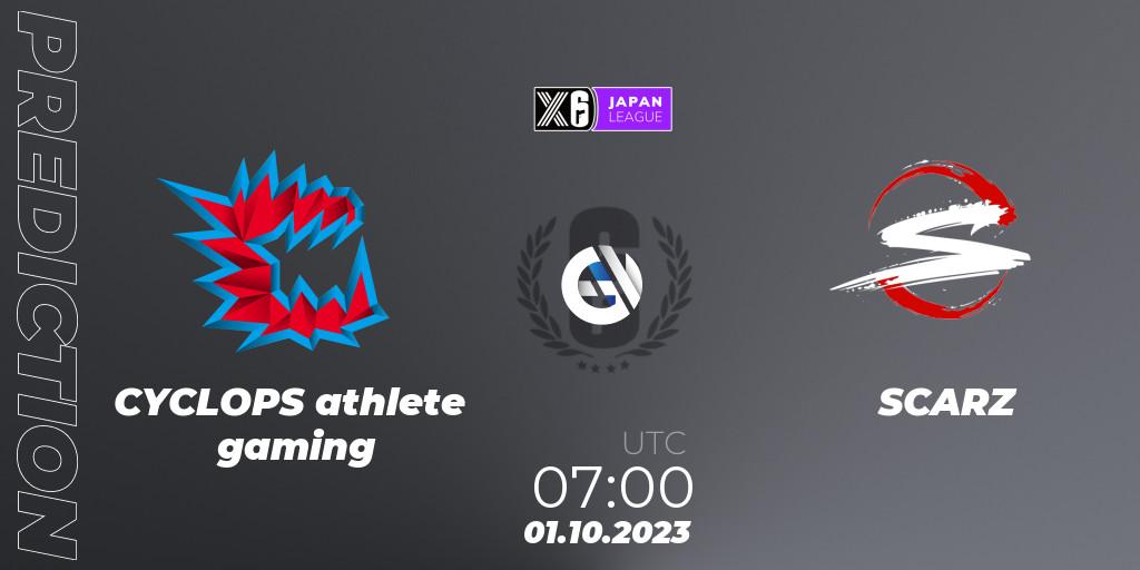 Pronósticos CYCLOPS athlete gaming - SCARZ. 01.10.23. Japan League 2023 - Stage 2 - Rainbow Six