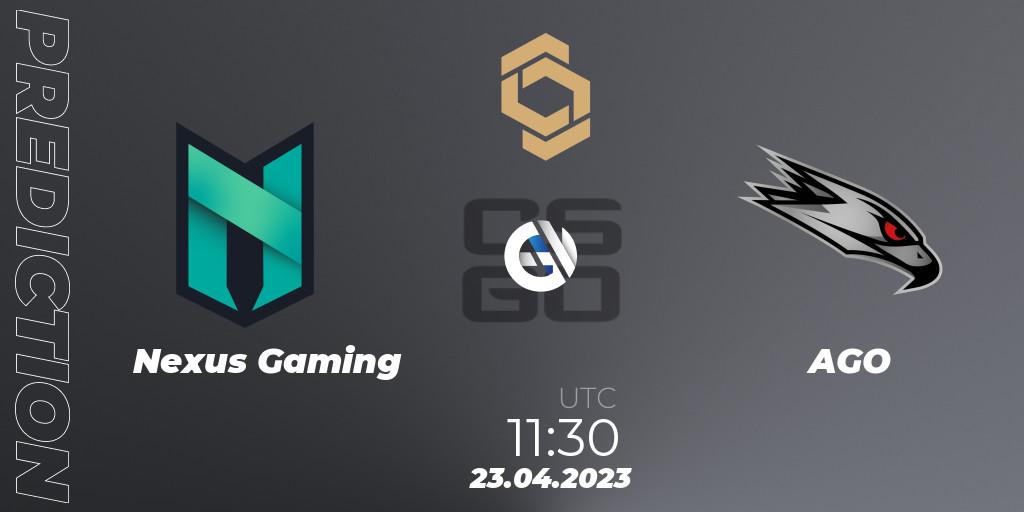 Pronósticos Nexus Gaming - AGO. 23.04.2023 at 11:30. CCT South Europe Series #4 - Counter-Strike (CS2)