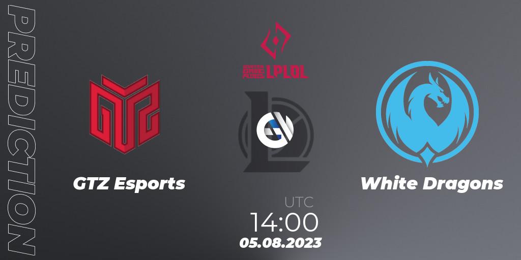 Pronósticos GTZ Esports - White Dragons. 05.08.2023 at 14:00. LPLOL Split 2 2023 - Playoffs - LoL