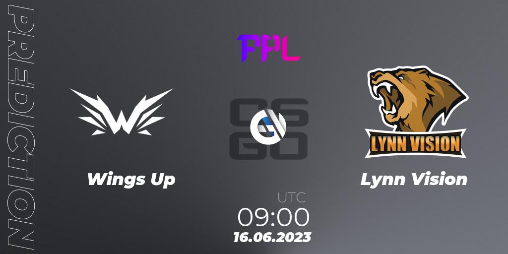 Pronósticos Wings Up - Lynn Vision. 16.06.2023 at 09:00. Perfect World Arena Premier League Season 4 - Counter-Strike (CS2)