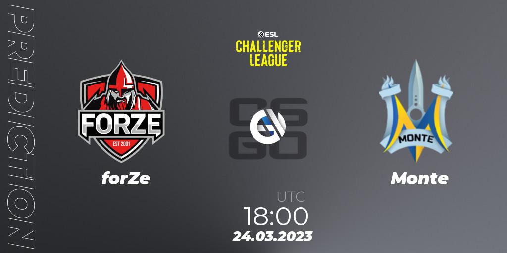 Pronósticos forZe - Monte. 24.03.23. ESL Challenger League Season 44: Europe - CS2 (CS:GO)