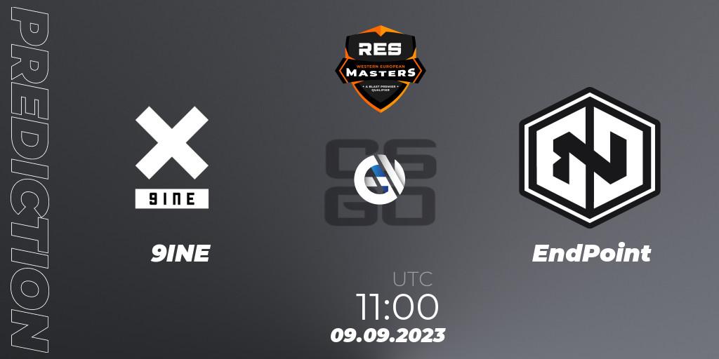 Pronósticos 9INE - EndPoint. 09.09.2023 at 11:35. RES Western European Masters: Fall 2023 - Counter-Strike (CS2)