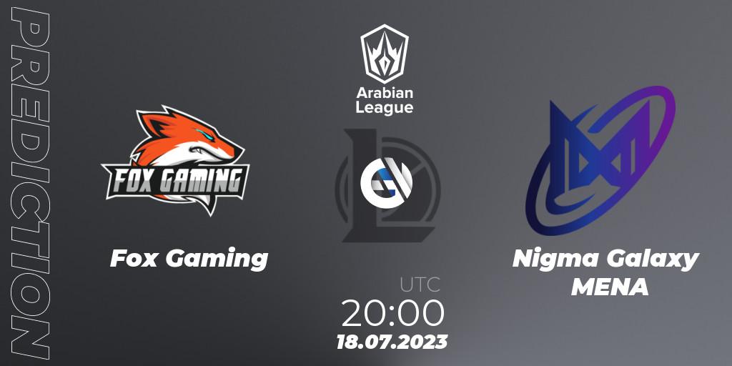 Pronósticos Fox Gaming - Nigma Galaxy MENA. 18.07.2023 at 20:00. Arabian League Summer 2023 - Group Stage - LoL
