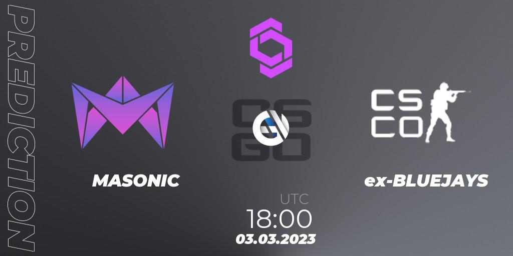 Pronósticos MASONIC - ex-BLUEJAYS. 03.03.2023 at 18:00. CCT West Europe Series 2 Closed Qualifier - Counter-Strike (CS2)