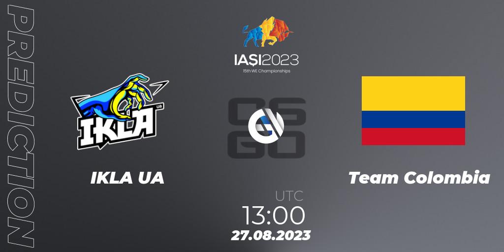 Pronósticos IKLA UA - Team Colombia. 27.08.2023 at 19:10. IESF World Esports Championship 2023 - Counter-Strike (CS2)