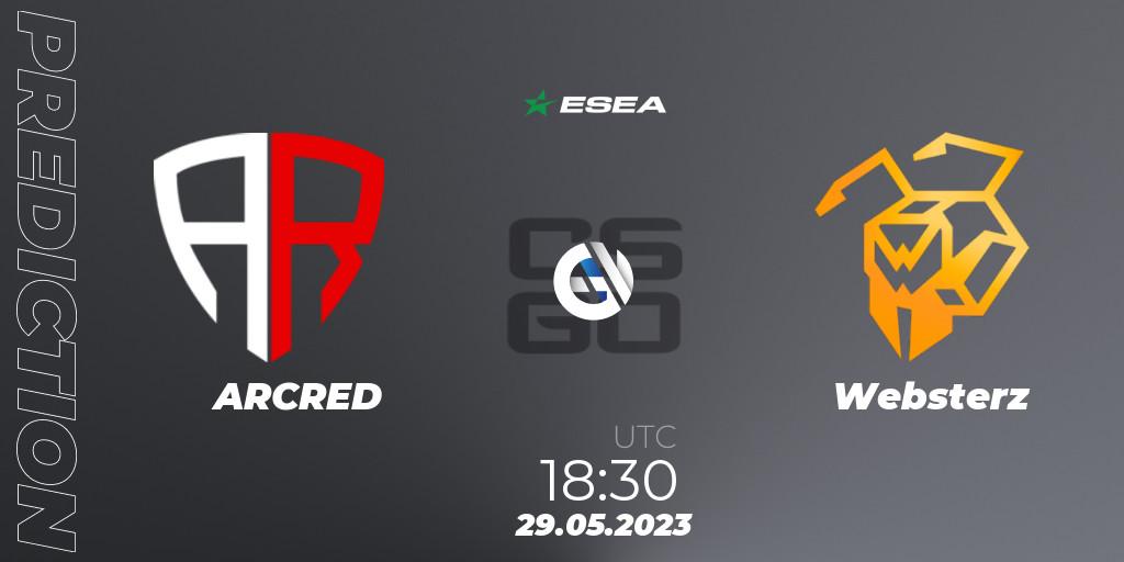 Pronósticos ARCRED - Websterz. 29.05.2023 at 18:45. ESEA Advanced Season 45 Europe - Counter-Strike (CS2)